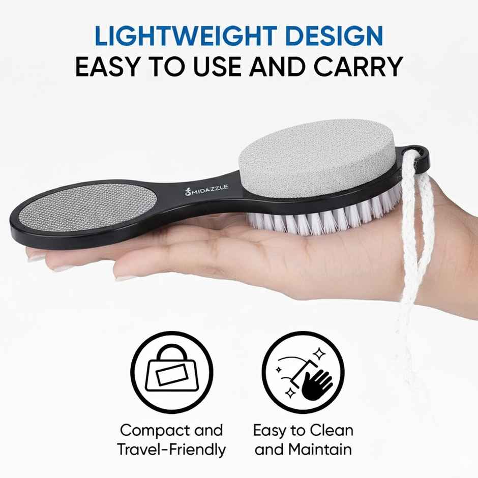 Midazzle 4in1 Foot Filer Pedicure Brush, Pumice Stone, Scrubber | Assorted | MIFF5202