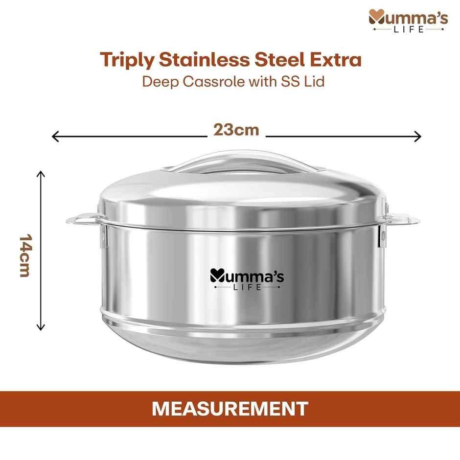 Mumma s Life Hot Box | Casseroles | Hot Boxes for Kitchen | Odourless | Silver | 2700 ml