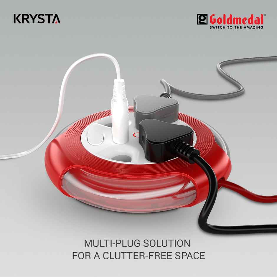 Gold Medal Krysta 2 Pin Heavy-Duty 5-Meter Cable Extension Cord|Master Switch with Indicator|Universal Sockets | Ultra-Smooth Rotation Extension Board for Home & Office