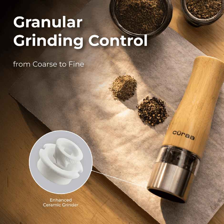 Curaa Pepper Grinder For Kitchen | Battery Powerred Automatic Salt And Pepper Mill | Perfect For Gift