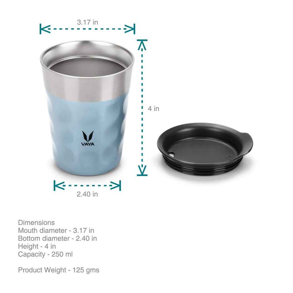 VAYA POPCUP Insulated Coffee Mug with Lid 250ml, Stainless Steel - Blue