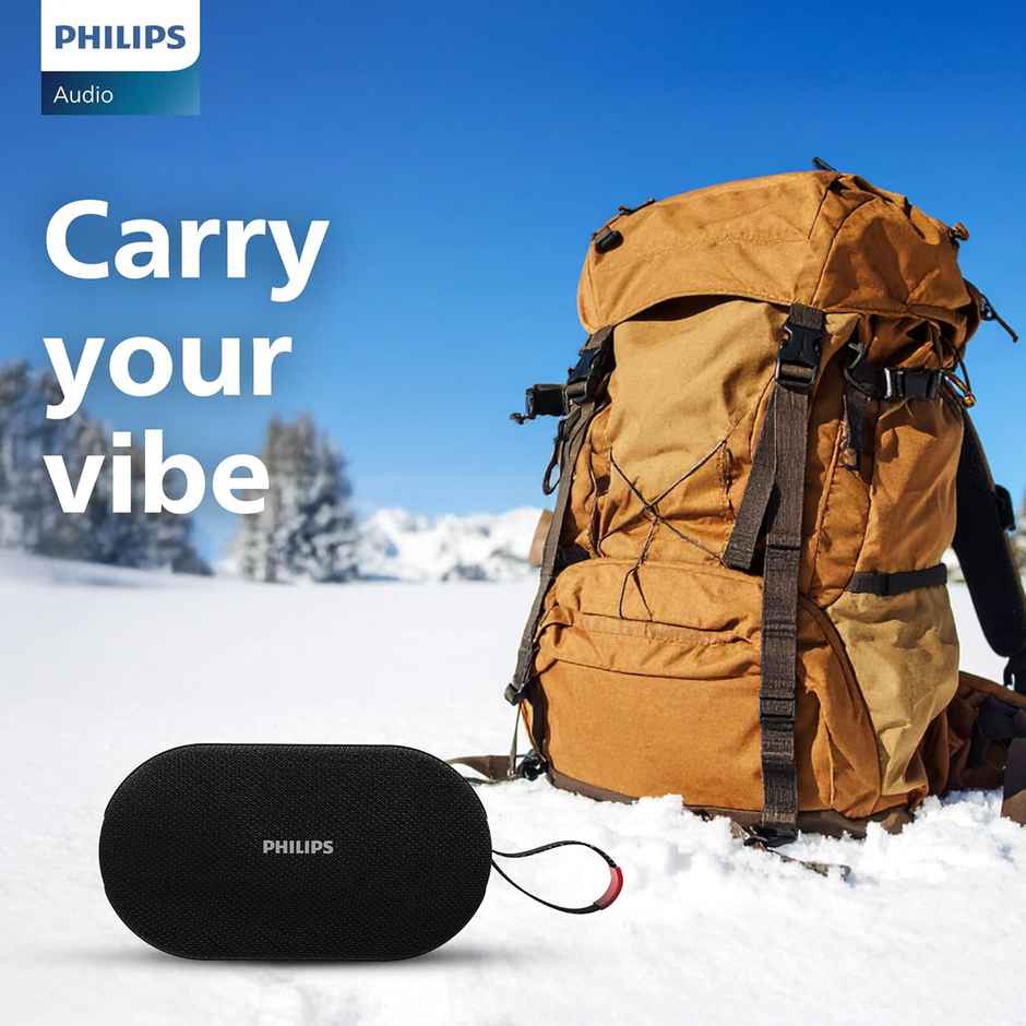 Philips TAS1400BK Bluetooth Speaker | 12W Output | Deep Bass | RGB Lights | 10H Playtime | Black