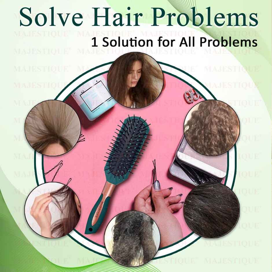Majestique Sleek All-purpose Hair Brush - Separating | Shaping & Defining Curls | Velvet Green