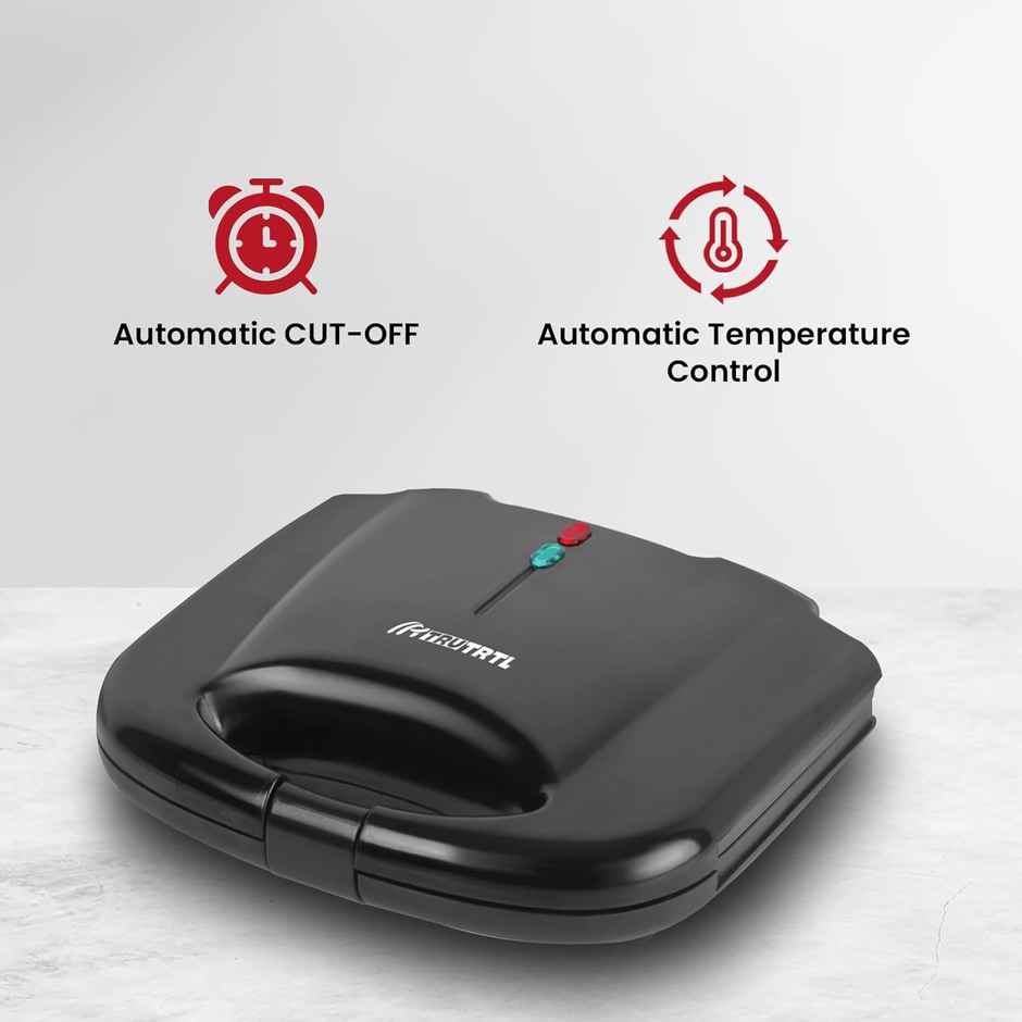 truTRTL Smart Toast Electric Sandwich Maker with Non-Stick Die Cast Aluminium Plates| 800W (Black)