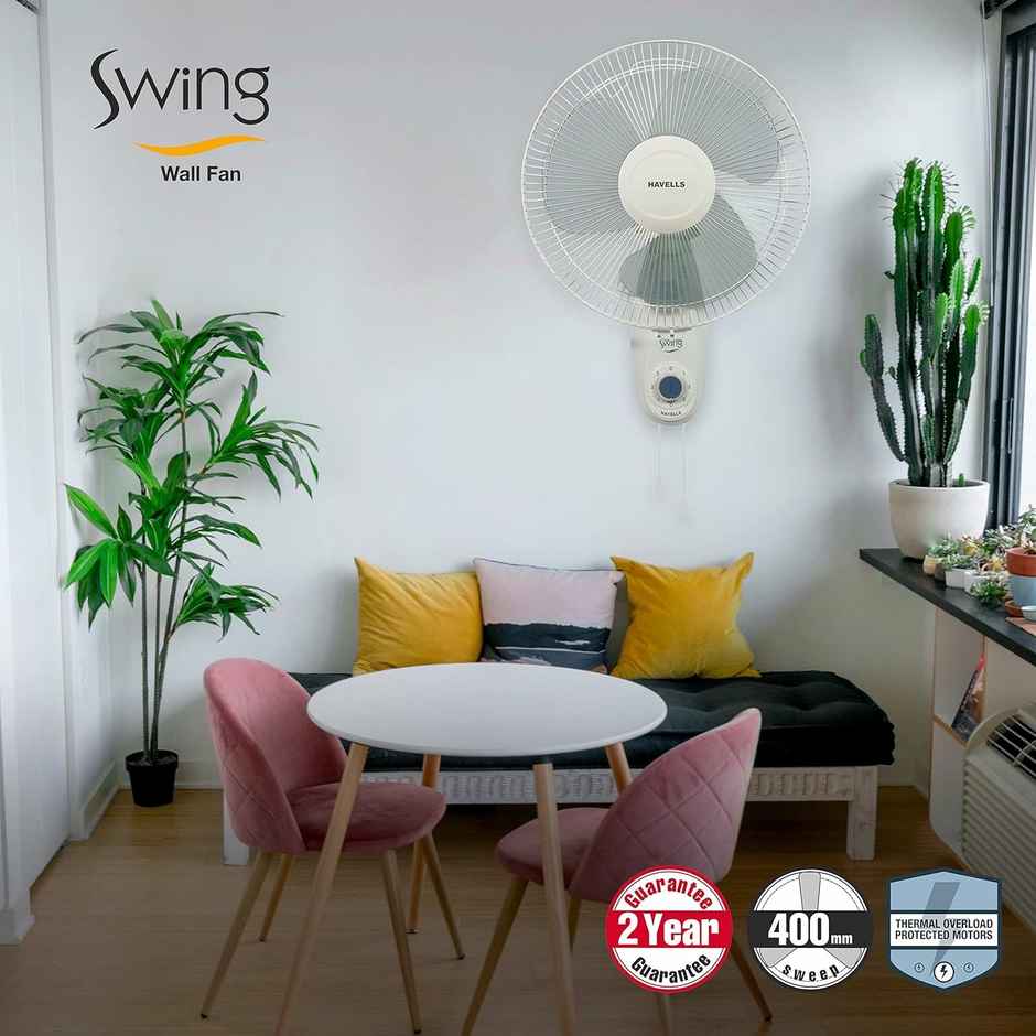 Havells Fan Swing Wall Fan, 400mm, Off White