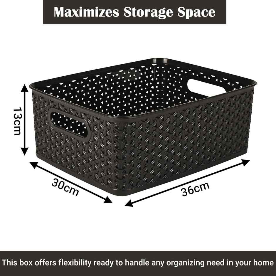Kuber Industries 3 Pcs Stackable Storage Box Set | Multi-Purpose Organizer for Baby | Black