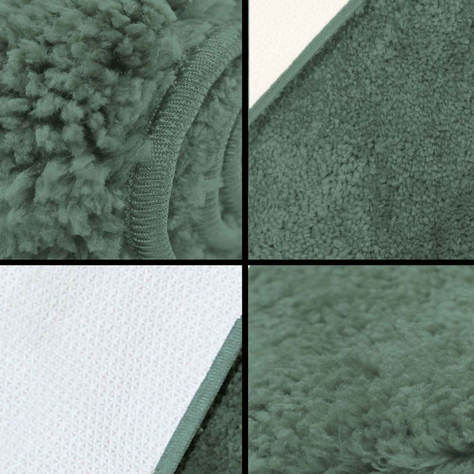 Casacraft by Pepperfry Microfibre Anti- Skid Door Mat | 43 x 31 cm | Green Solid