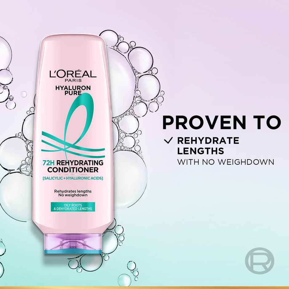 L'Oreal Paris Hyaluron Pure 72H Rehydrating Conditioner For Smooth Tangle - Free Hair