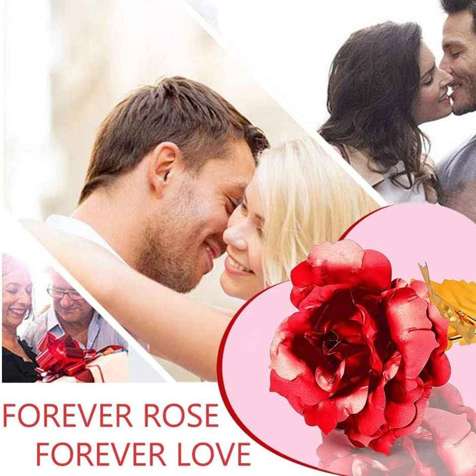 Perpetual Gold-Plated Artificial Red Rose - Valentine Gift for Girlfriend or Wife