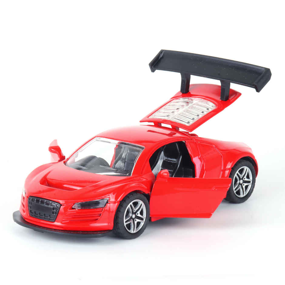 Race n Roll Premium Die-Cast Car | 3-Way Opening | Pull-Back Action | Aud Red