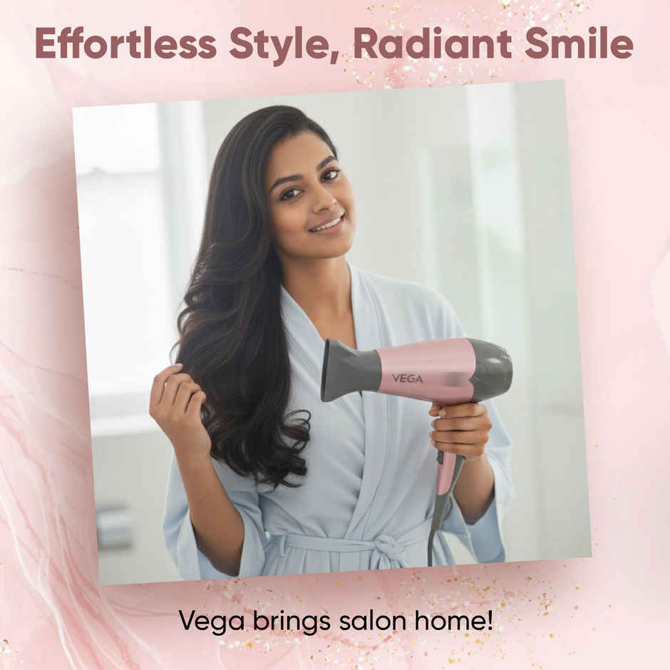 Vega Go Pro 2100W Professional Hair Dryer with 2 Speed & 3 Temperature Settings (VHDH-25)