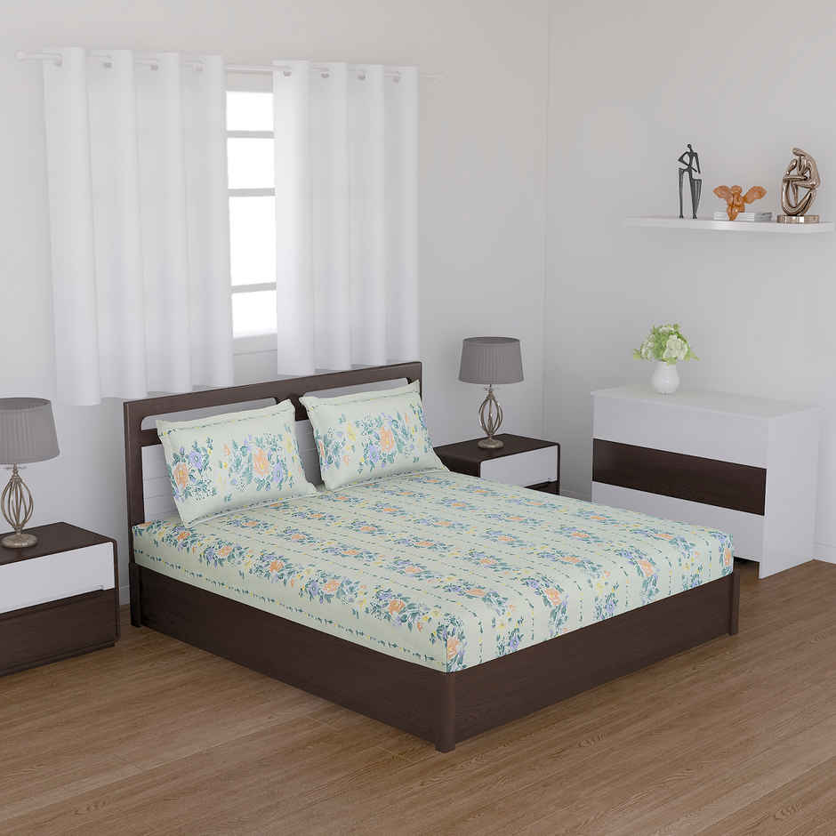 Status Cotton Feel Double Bedsheet 230 Cm x 210 Cm - Dsn-5