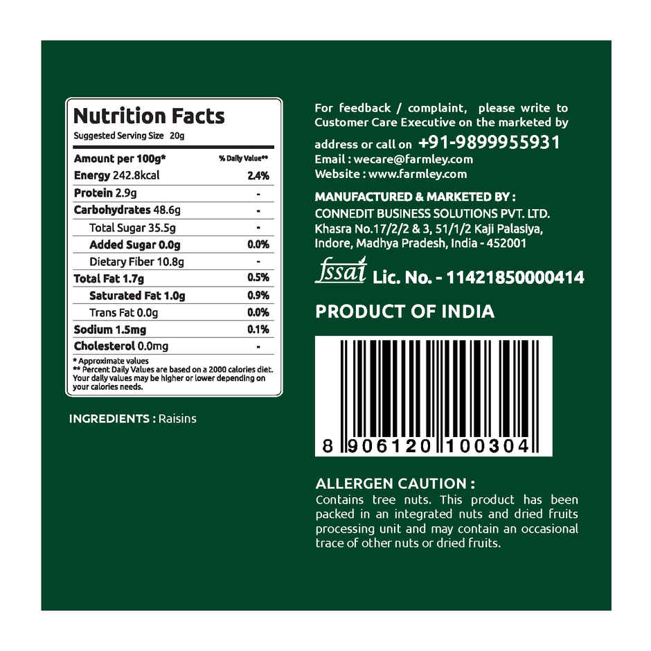 Farmley All Natural Gourmet Premium Raisins | Kishmish