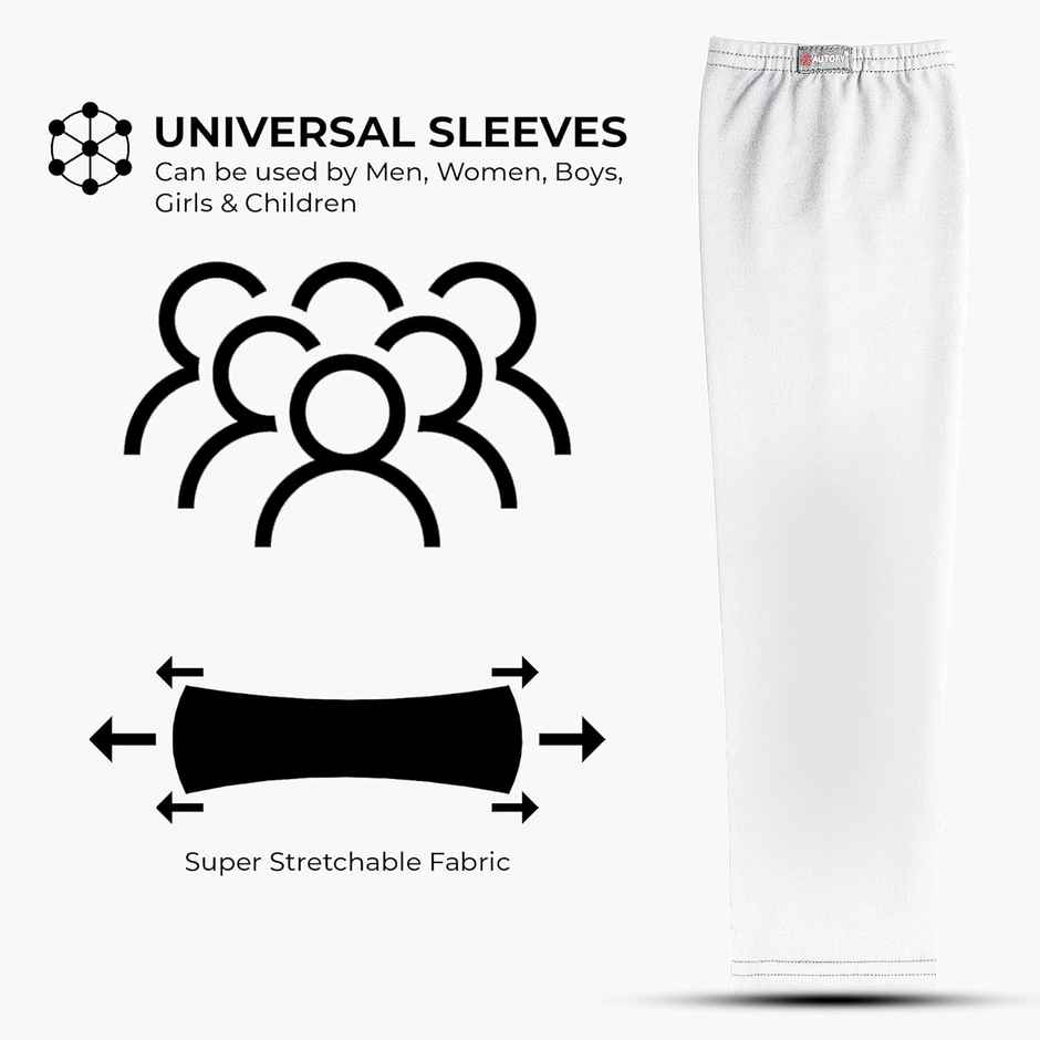 Autofy Pro-Fit 240 Gsm Unisex Arm Sleeves Uv Protection All Weather Use | Pack Of 2 / 4 Pcs | White