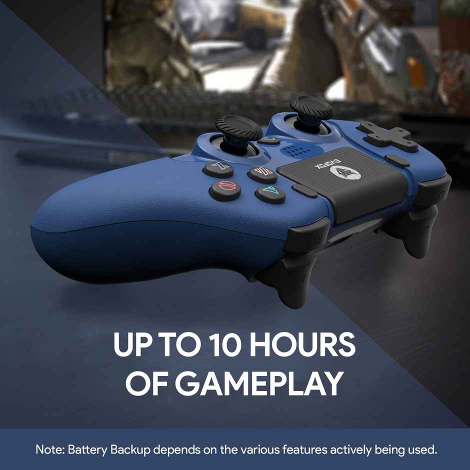 EvoFox Elite Play ps4 controller dualshock 4, iPad & iPhones | Bluetooth 5 | Dual Vibration | 6 Axis Gyro Sensor | 10 Hours of Game Play | Touch Panel | Built in Speaker | 3.5 mm Headset Port - Blue