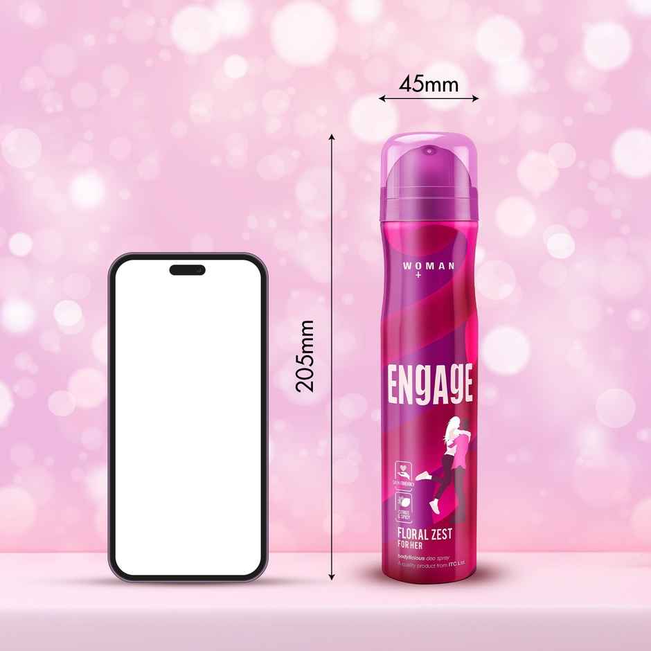 Engage Floral Zest Deodorant for Women, Citrus & Floral, Skin Friendly