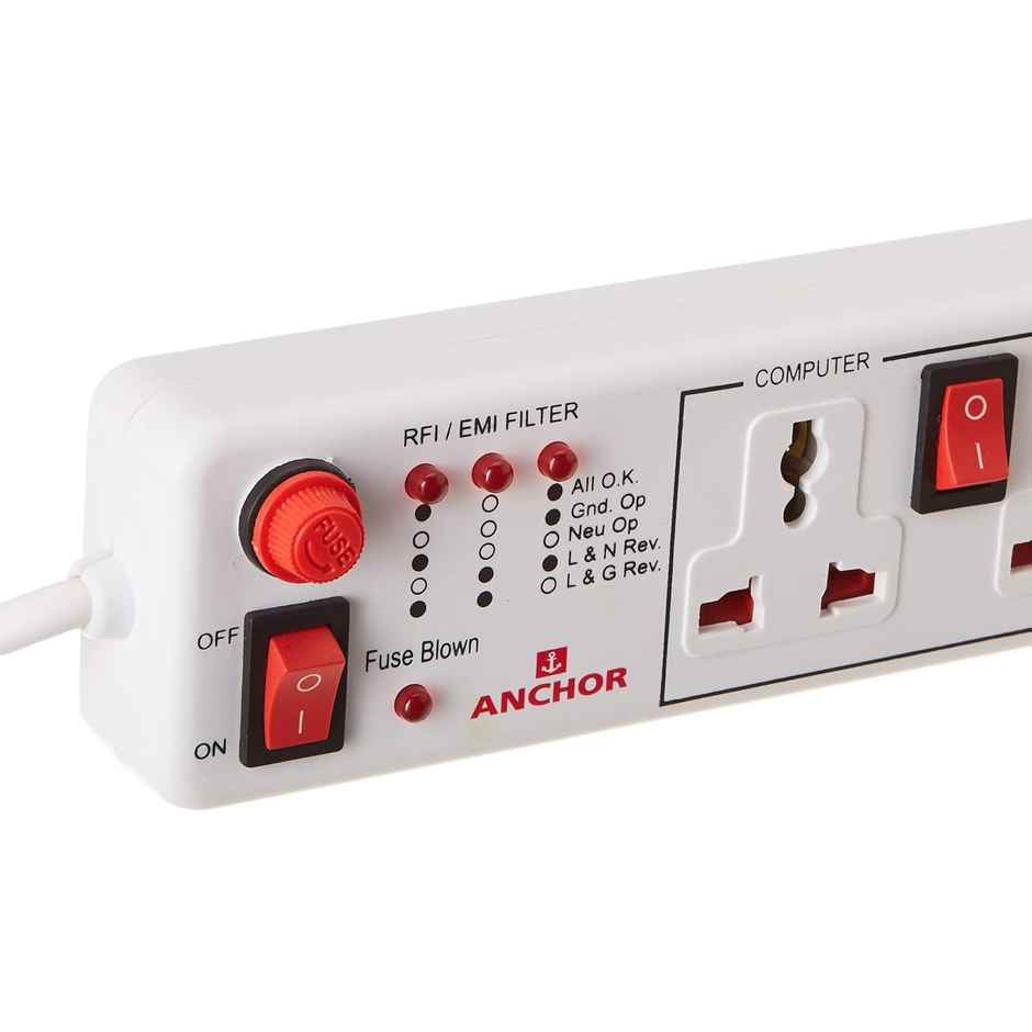 Panasonic 6 Amp Extension Board With 4 Way Universal Socket, 4 Switch & 4 Mtr Wire, 22569