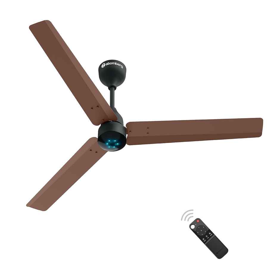 Atomberg Renesa BLDC Ceiling Fan,1200mm,Remote Control,BEE 5 Star,LED Indicators,Brown & Black