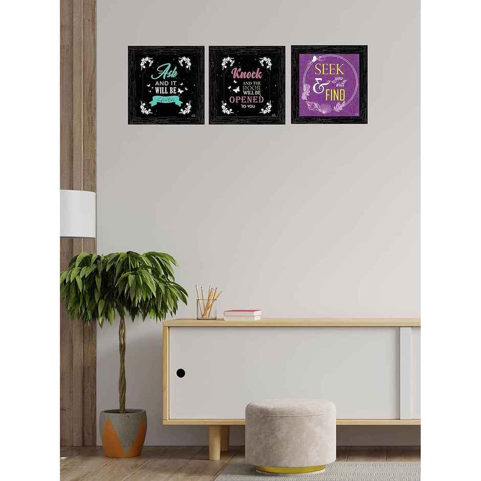 Indianara Set of 3 Spritual Quotes Framed Wall Hanging Laminated Paintings Matt Art Prints
