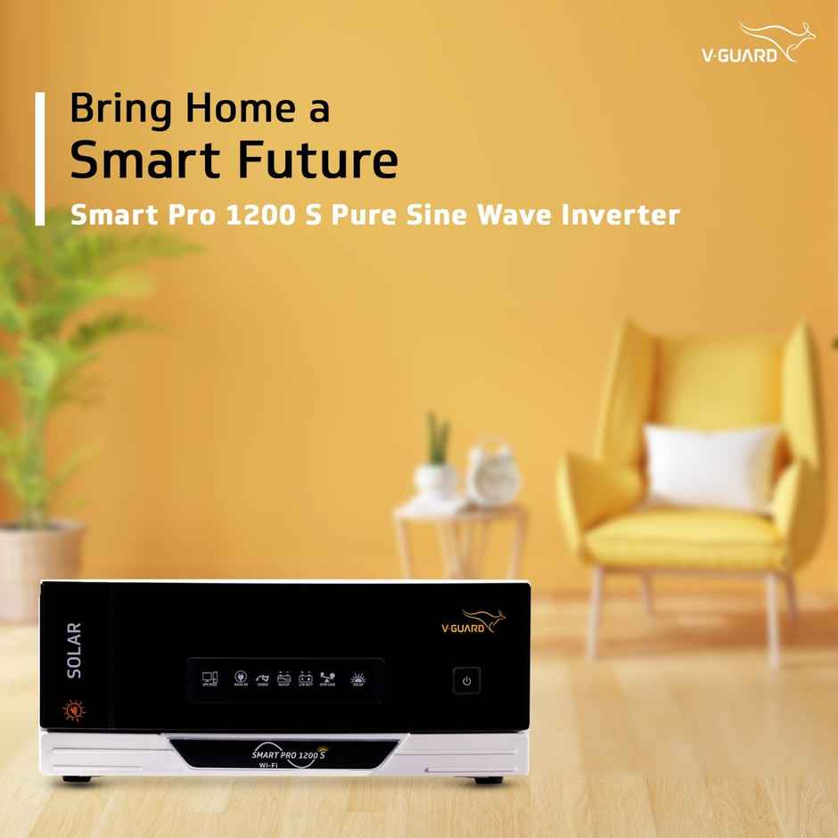 V-Guard Smart Pro 1200 S Pure Sine Wave 1000Va Iot Solar Inverter For Home, Office & Shops
