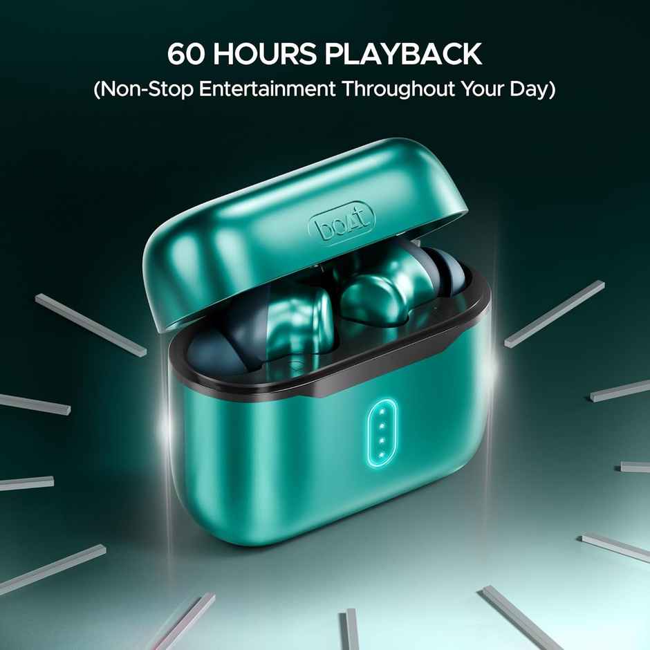 boAt Airdopes 141 Pro TWS Earbuds with mic,13mm Drivers, 60HRS Battery, 4Mics ENx, Fast Charge, IPX5, v5.3 Bluetooth Earbuds,Metallic Finish - Martian Green