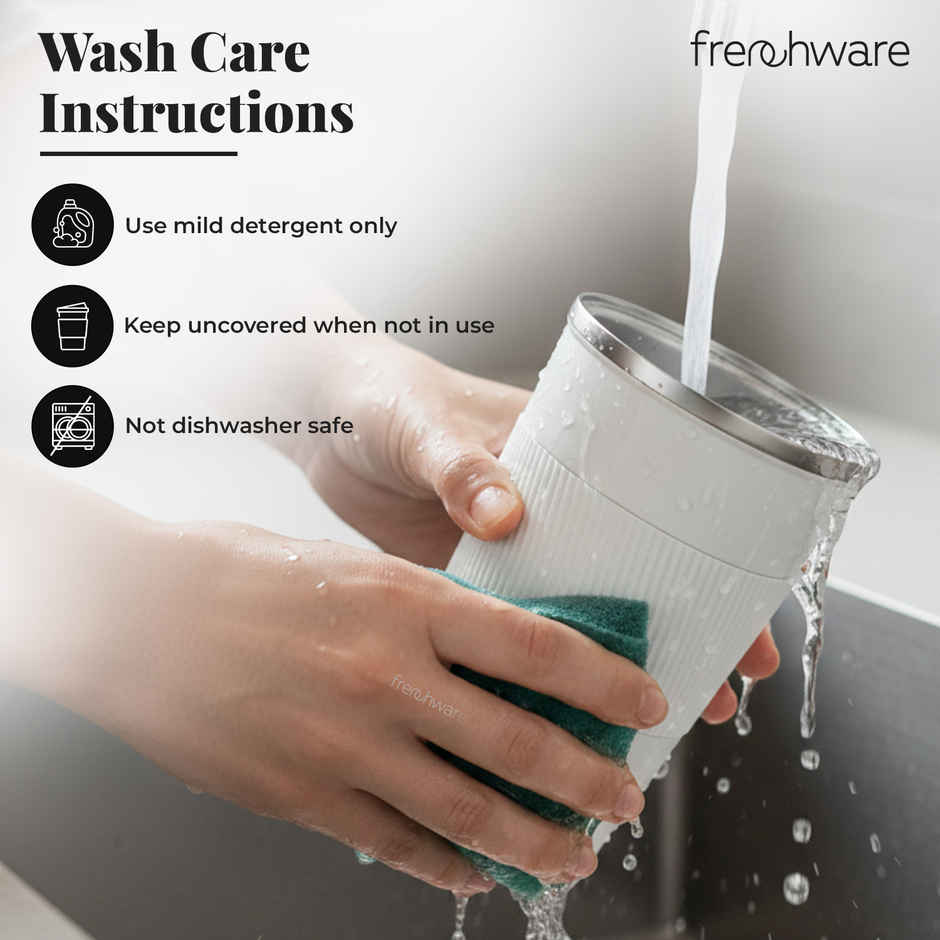 Frenchware Insulated Coffee Mug 510 ml, Double Wall Vacuum, Leakproof Lid - White