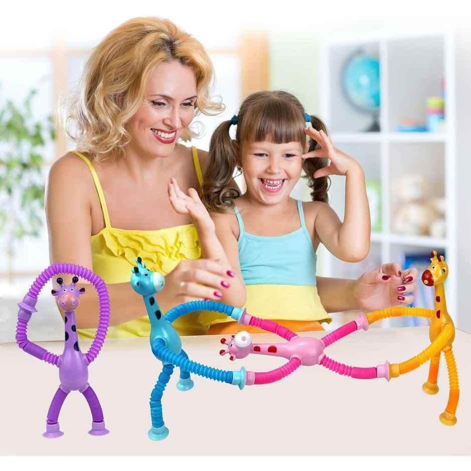 Toyshine Suction Cup Giraffe Pop Tubes | Sensory Toys For Kids | Age 3 and Above