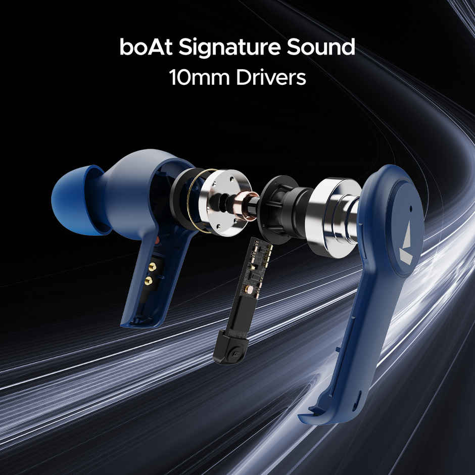 boAt Airdopes 411 ANC TWS Earbuds W - Active Noise Cancellation Up To 17.5 Hours Playback Blue Thunder