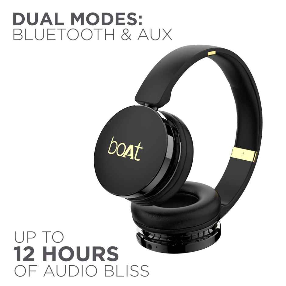 boAt Rockerz 370 BT Headphones w/ 12H Playtime, Cozy Padded Earcups & Bluetooth v5.0 (Buoyant Black)