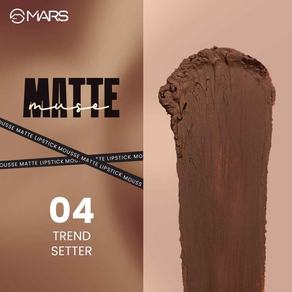 MARS Cosmetics Matte Muse Mousse Lipstick (3ml) (04-TREND SETTER) with Doe-Foot Applicator