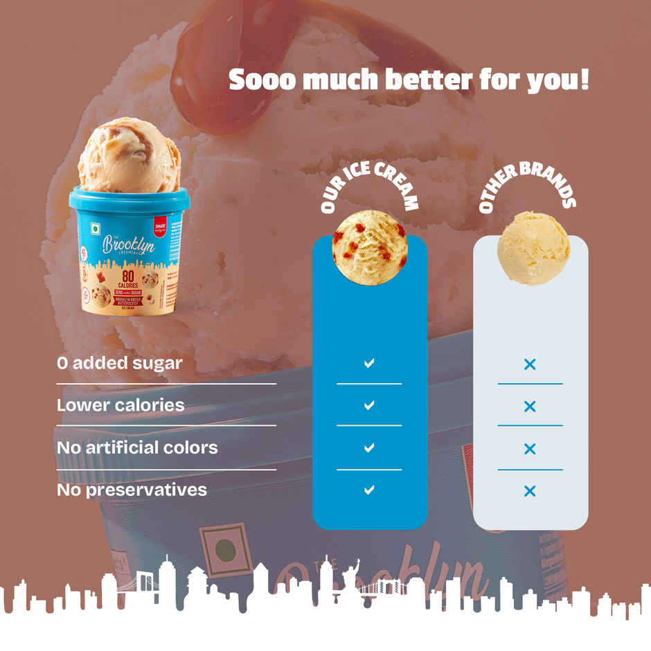 The Brooklyn Creamery Brooklyn Bridge Butterscotch Ice Cream Cup |Low Calorie Zero Added Sugar