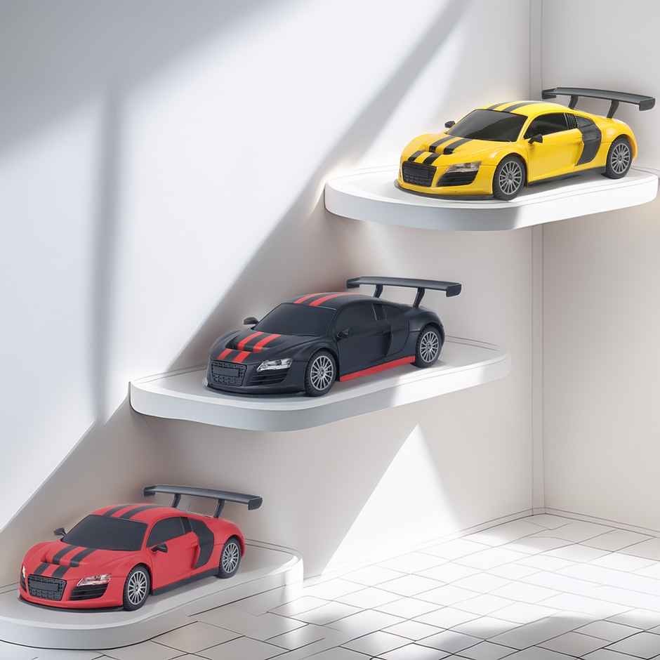 Race N Roll 1:24 Rechargeable Hi Speed Mini Remote Control Car - Aud Matt Black With Red Stripes