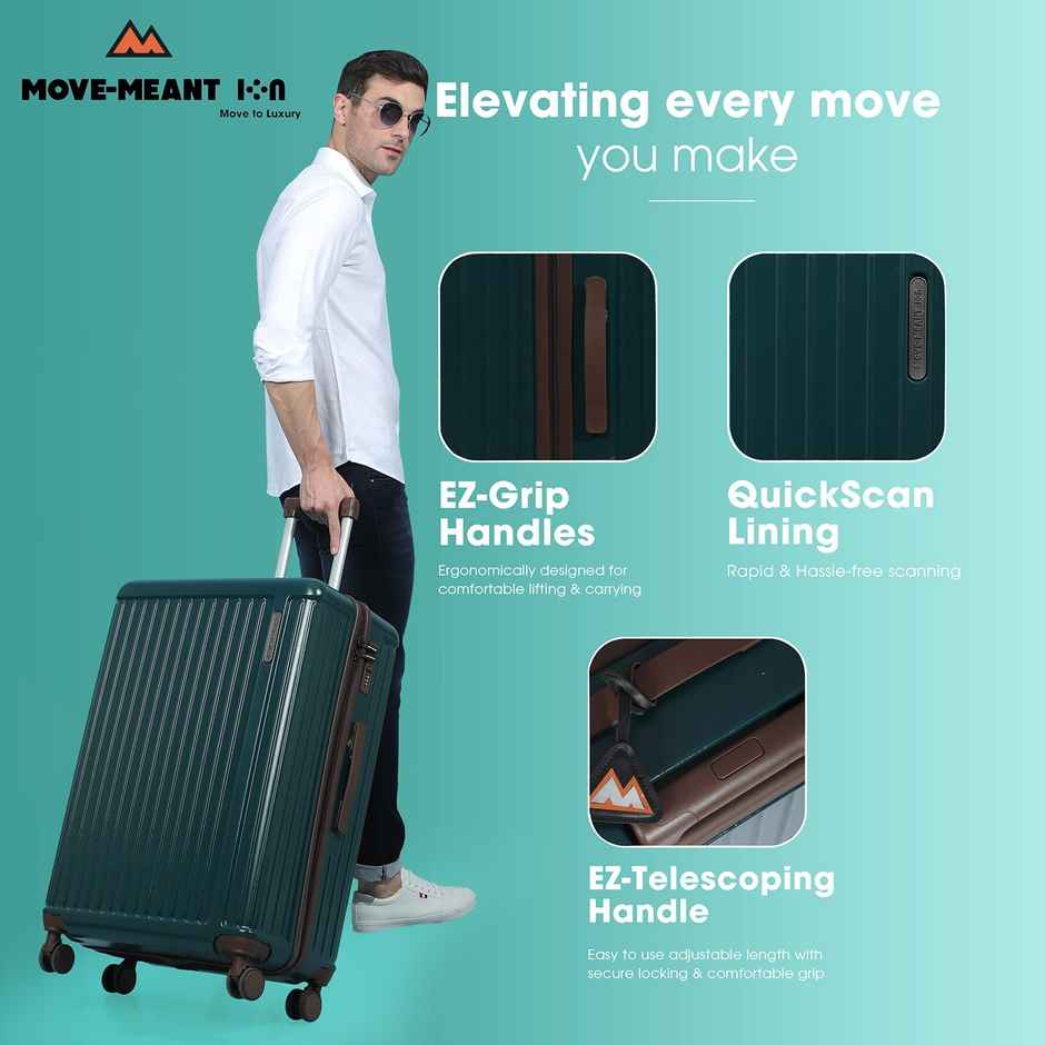 Move-Meant Travel Fun Large Suitcase Olive | PolycarbonateTrolley | 8 Wheels | Number Lock - 75 cm