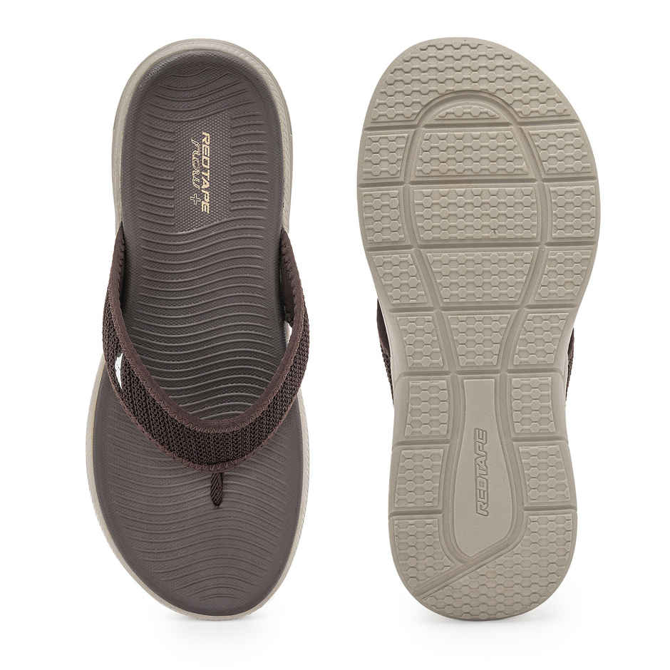 Red Tape Casual Thongs For Men | Relaxing Slip-On Support | Brown | Size 8