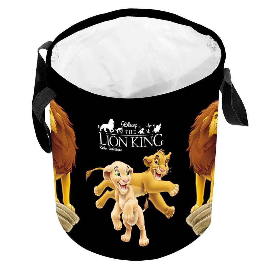 Kuber Industries Canvas 45 L Disney The Lion King Print Laundry Bag/Bin with Lid & Handles (Black)