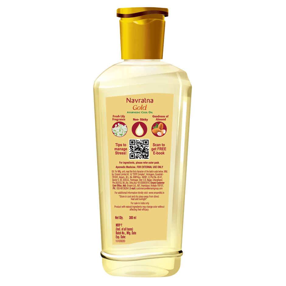 Navratna Gold Ayurvedic Hair Oil Non Sticky Mild Fragrance Goodness Of Almond