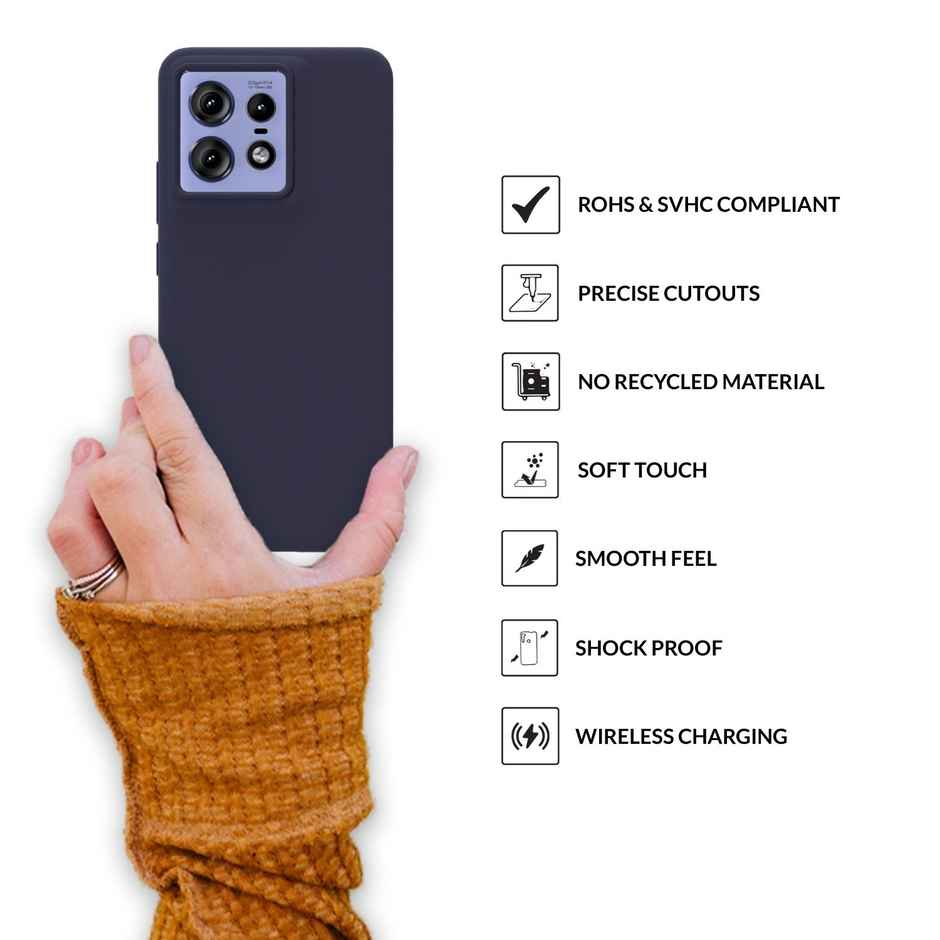 Sprig Liquid Silicon Back Cover/back Case for Moto Edge 50 Pro | Midnight Blue