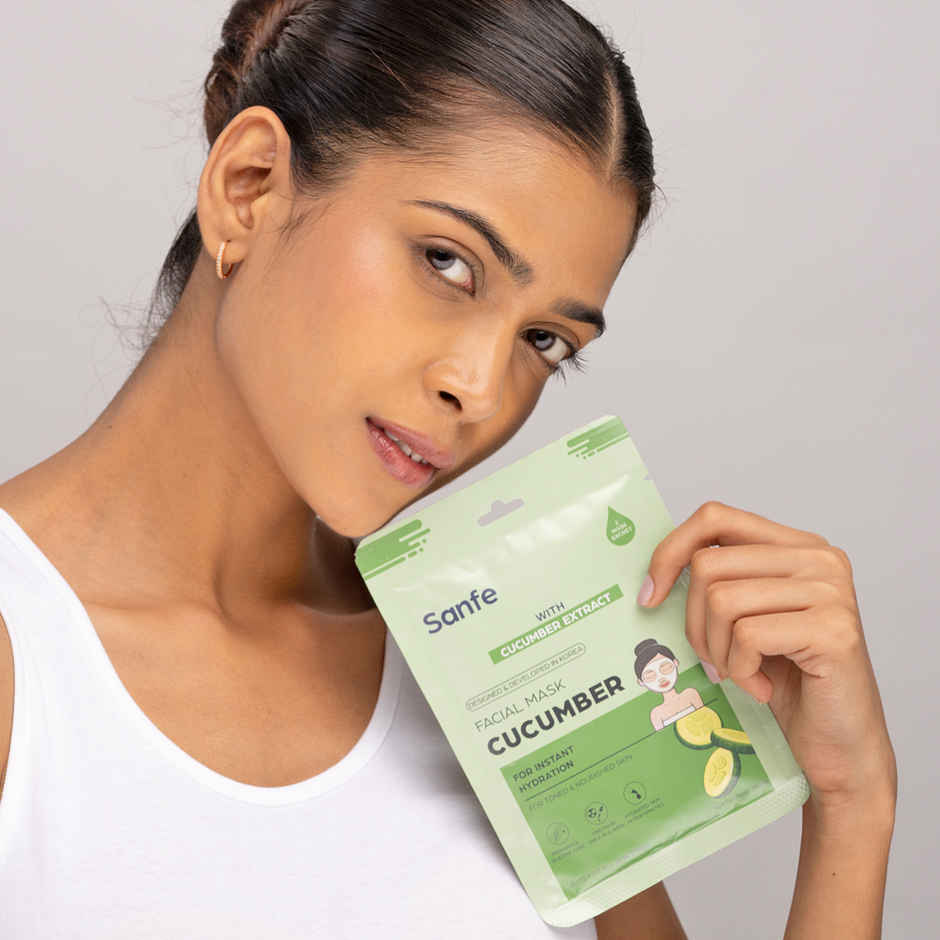 Sanfe Instant Hydration Cucumber Facial Mask 100% Fruit Extracts, Korean Mask
