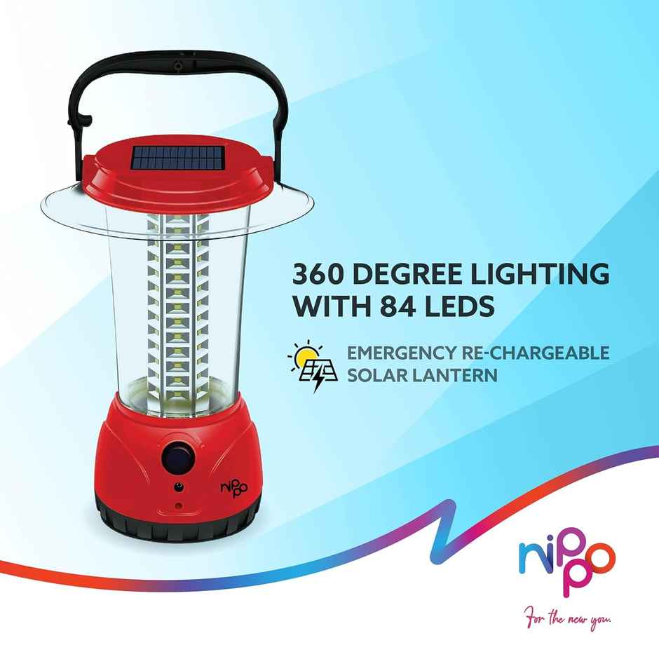 Nippo Venus Rechargeable Emergency Lantern,Dual Charging Modes with Solar & Lithium-ion Battery