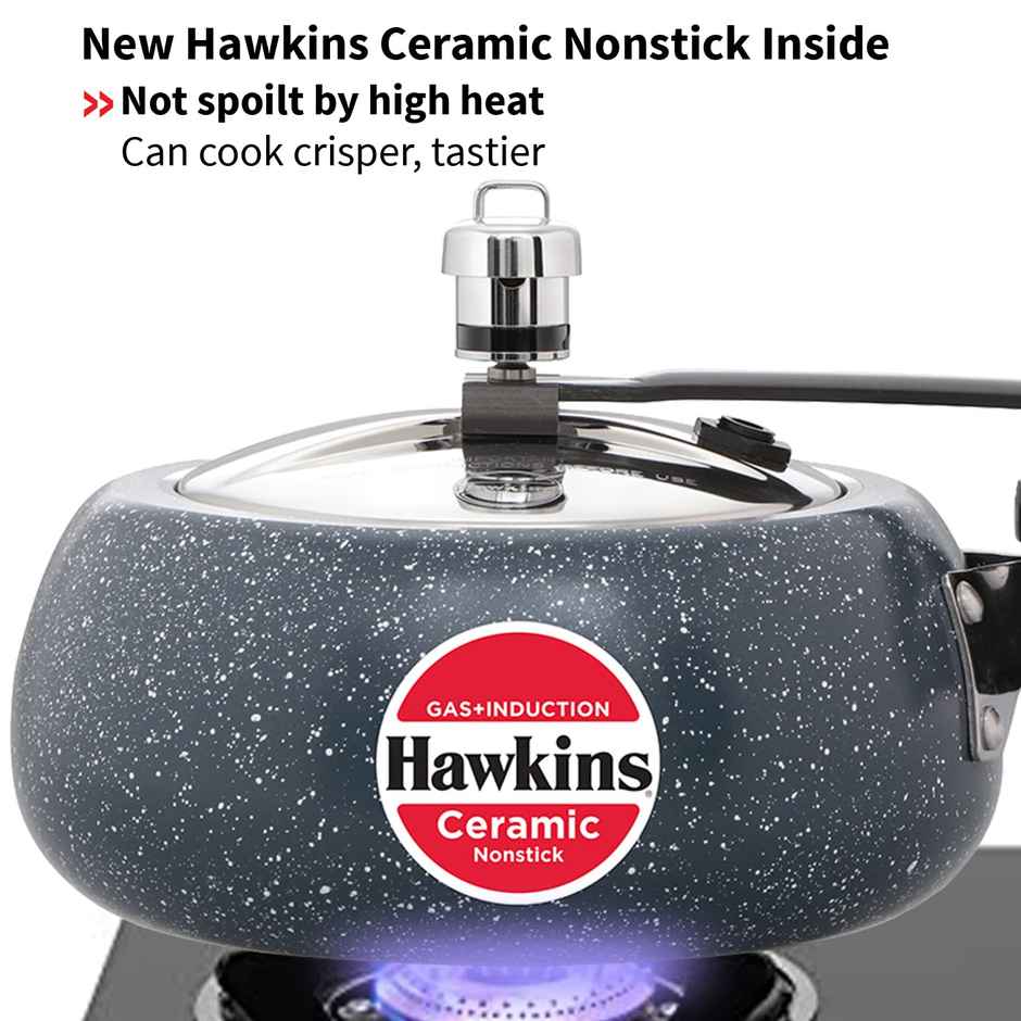 Hawkins 2 Litre Ceramic Nonstick Induction Inner Lid Cooker, Granite Contura Blue (Icc20)