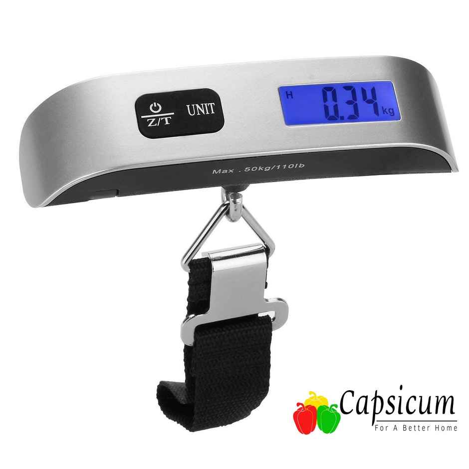 Capsicum Digital Luggage Scale | Portable Electronic Weighing Scale | 50 kg Capacity for Travel & Home