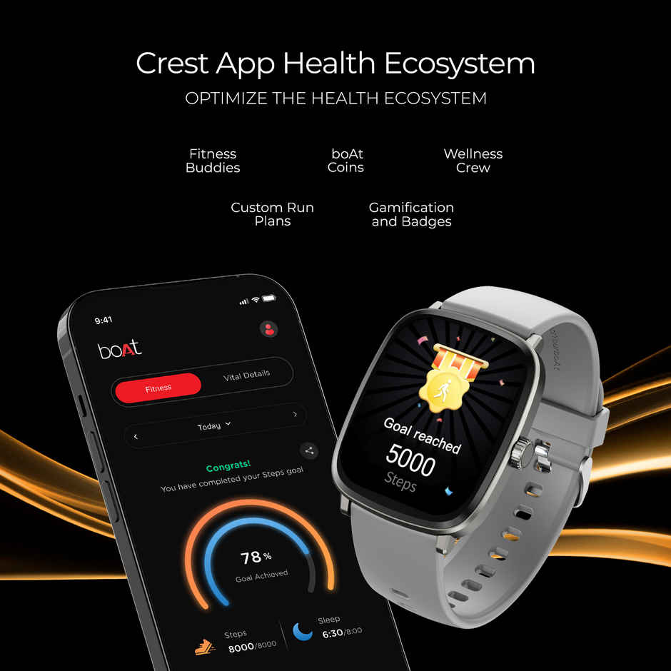 boAt Ultima Regal Smartwatch | 2.01" AMOLED Display | BT Calling | Functional Crown - Cool Grey