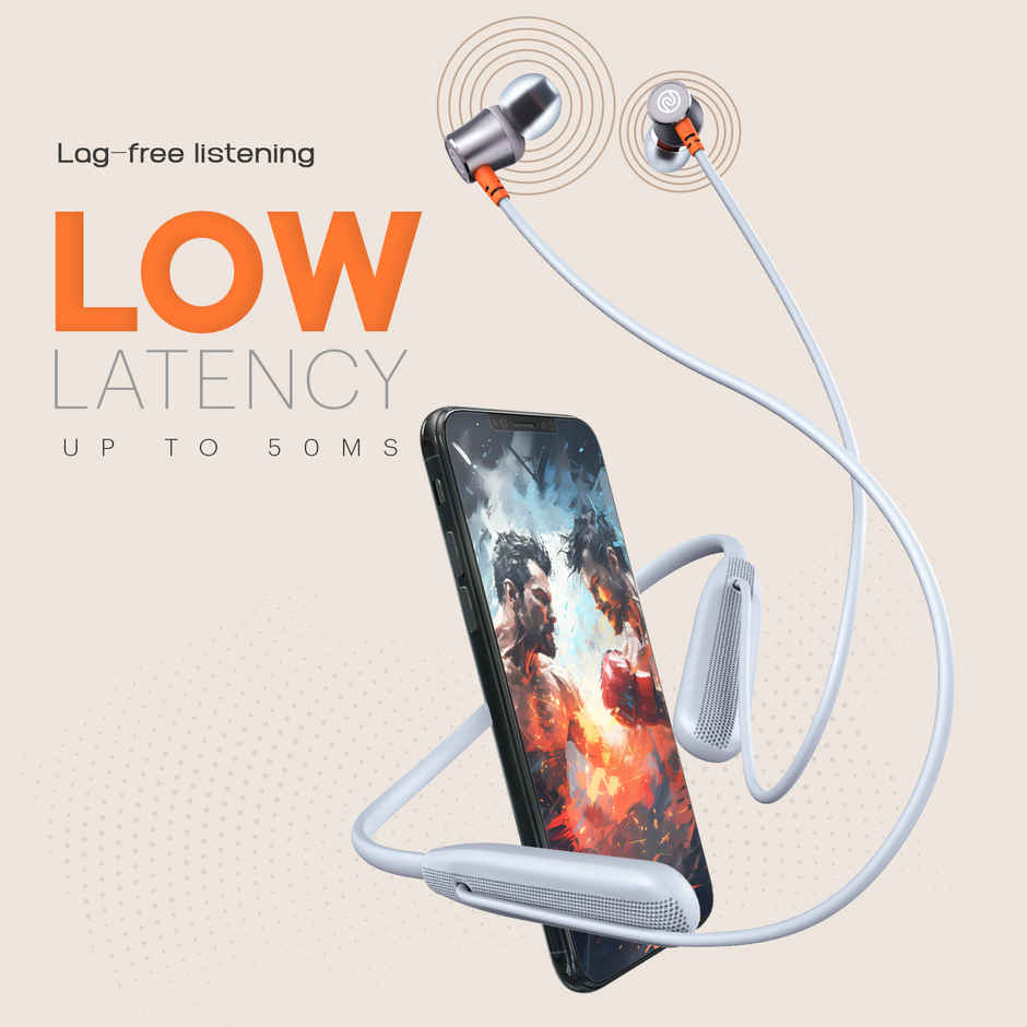 Noise Airwave 50H Battery ENC Low Latency-Upto 50ms 10mm Driver BTv5.3 Neckband | Ice Blue