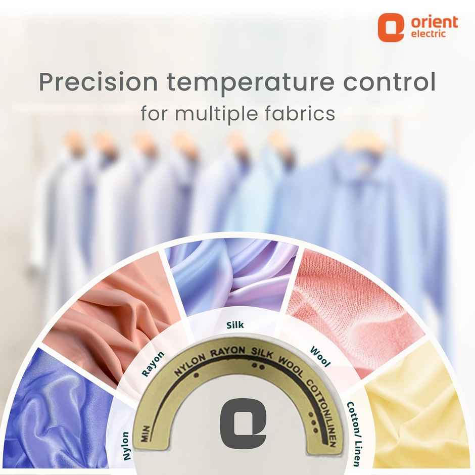 Orient Electric Kratos | 1000W Dry Iron(Press) Non-stick Soleplate | 180 degree swivel cord