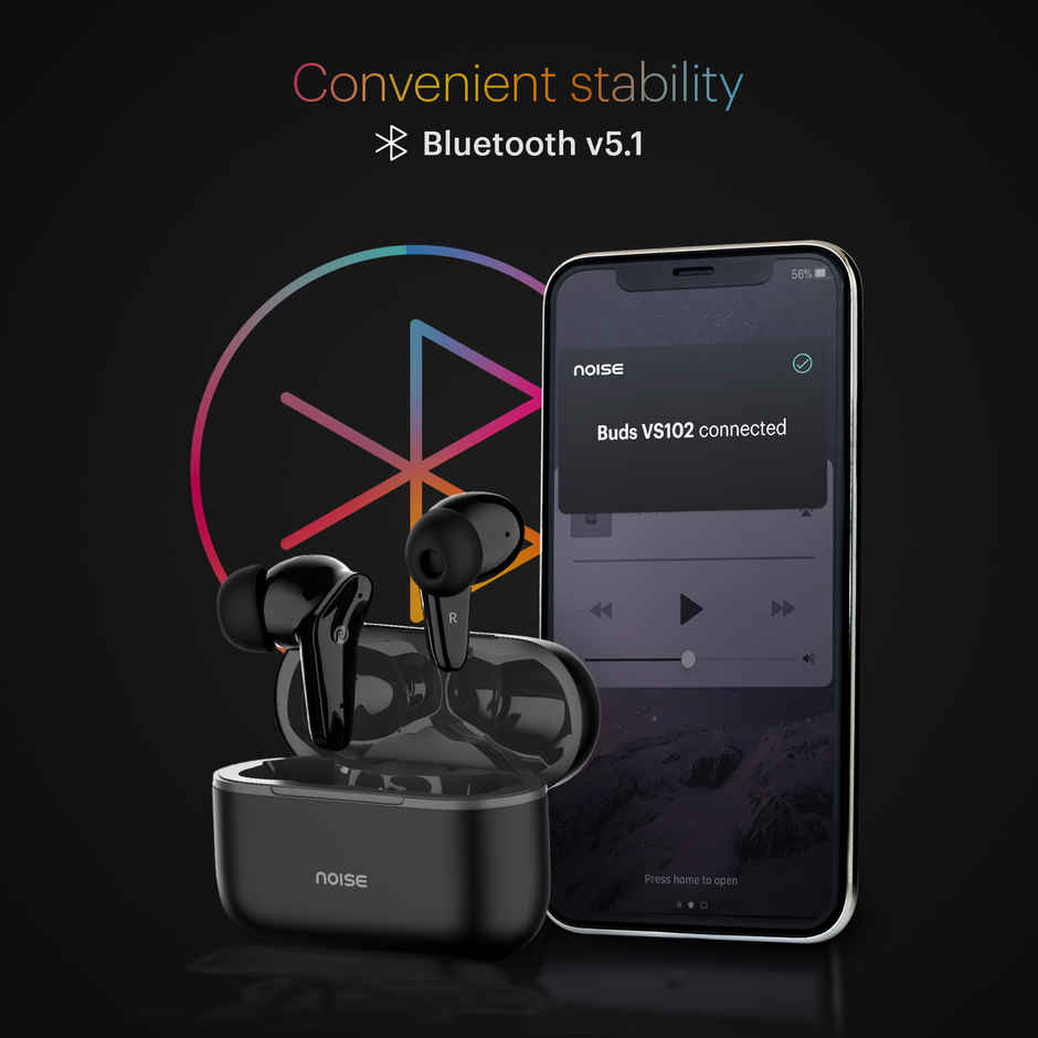 Noise Buds VS102 50H Battery 11mm Driver IPX5 Instacharge BTv5.1 TWS Earbuds | Jet Black