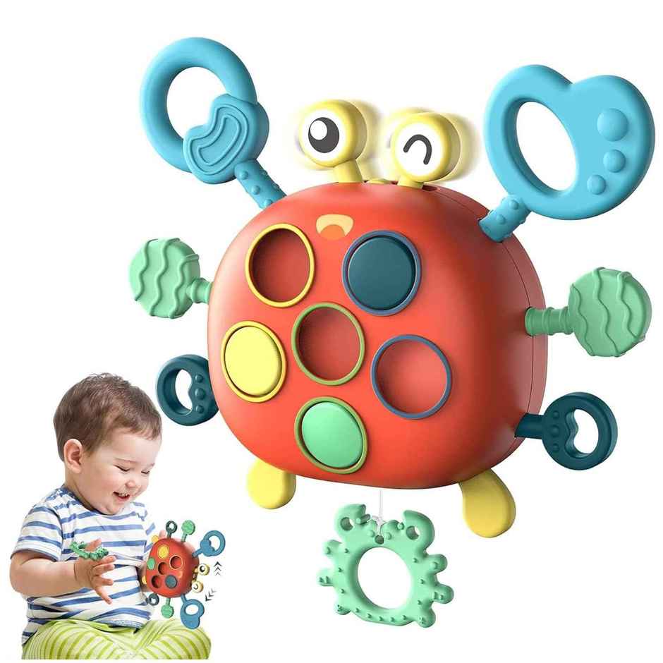 Kidology Crab Baby Pull String Montessori Toys for 6 Months, Sensory Toys for Toddlers,1 2 Year