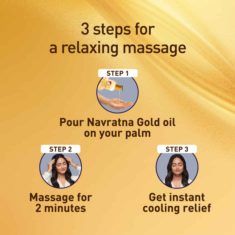 Navratna Gold Ayurvedic Hair Oil Non Sticky Mild Fragrance Goodness Of Almond