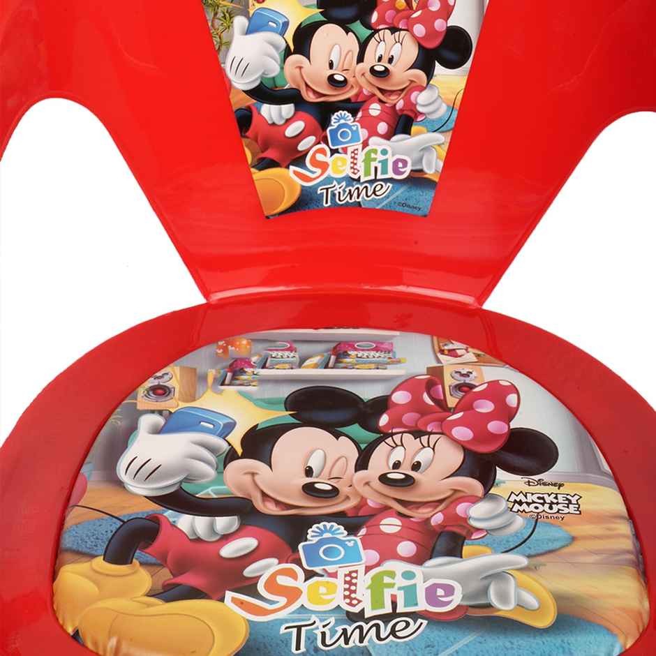Kuber Industries Disney Mickey Plastic Foldable Kids Chair|Baby Stool|Capacity 30 Kg|Red