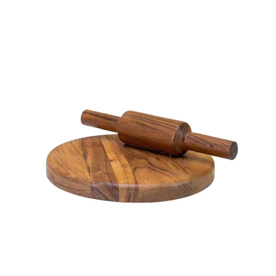 Urbanfix Single Block of Acacia Wood | Reversible Chakla Belan Chopping Board No Dyes or Polish