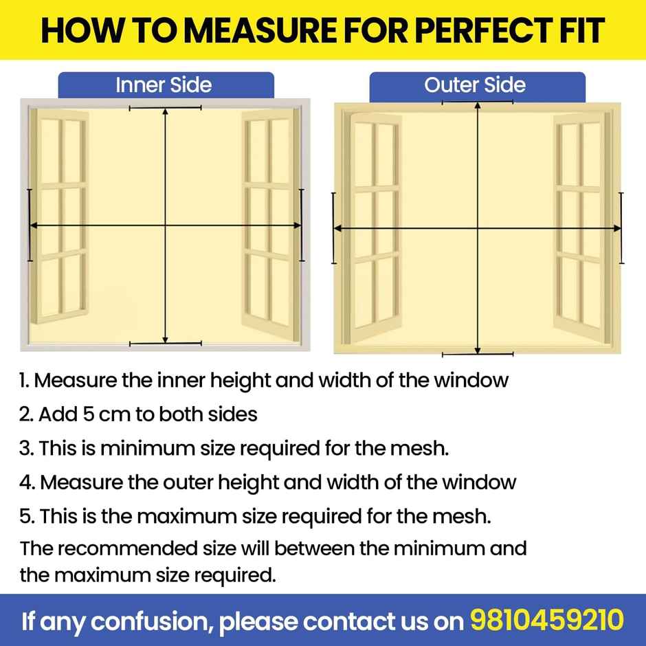 Mr. Right Stitched Mosquito Net For Window | Grey - 120 x 90 cm
